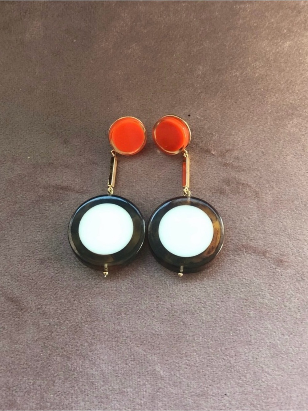 Kate Spade Statement Drop Earrings Orange Black White Geometric